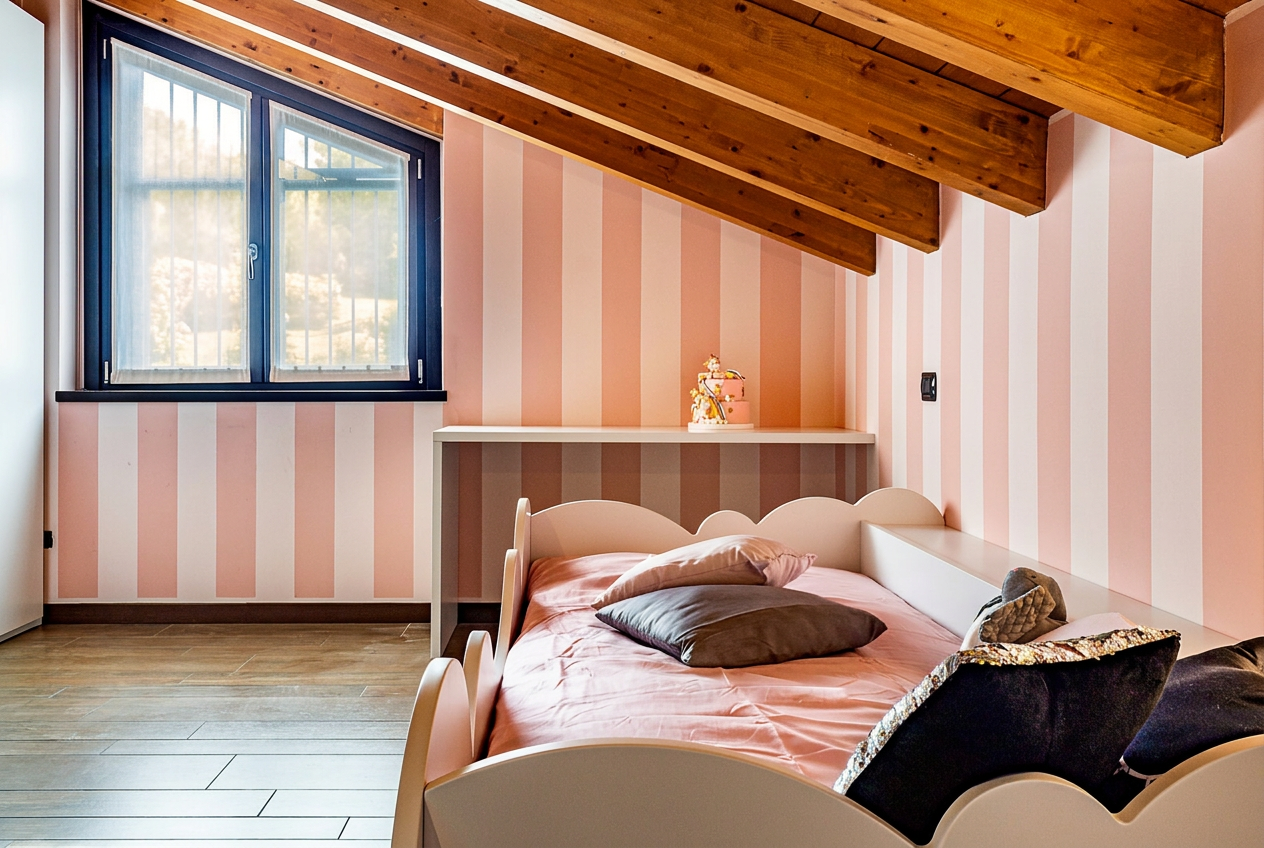 Letto a nuvola e parete decorativa coordinata della cameretta
